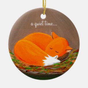 Little Fox   Cute Personalizable Ceramic Tree Decoration
