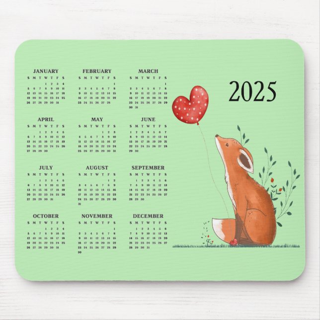 Little Fox Design 2025 Calendar  Mouse Mat (Front)
