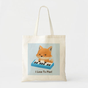 Little Fox Loves to Play Piano Kids Tote Bag