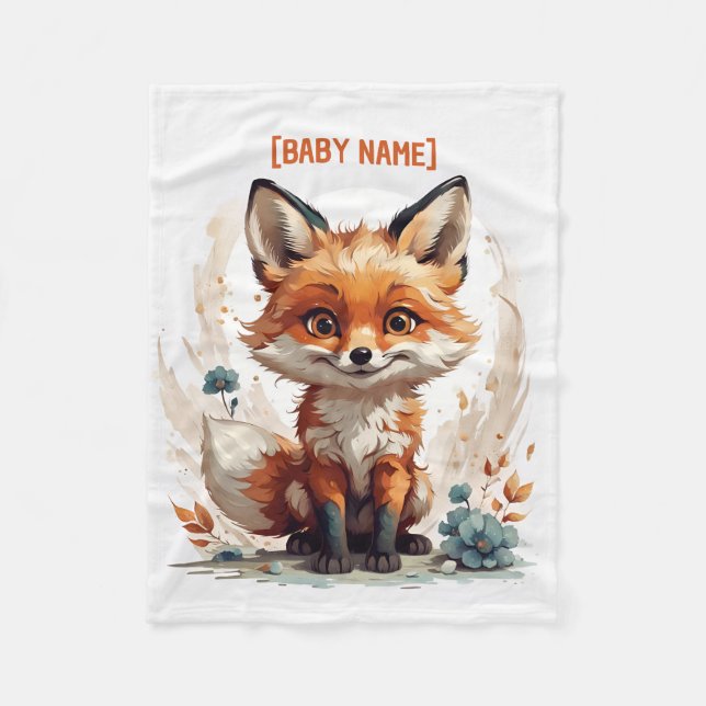 Little Fox Personalised Fleece Blanket (Front)