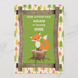 Little Fox Rustic Birthday Party Celebration Invitation