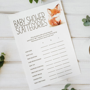 Little Fox Scattergories Baby Shower Game Poster