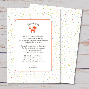 Little Fox thank you note with poem
