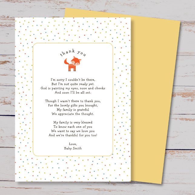 Little Fox thank you note with poem Card (Creator Uploaded)