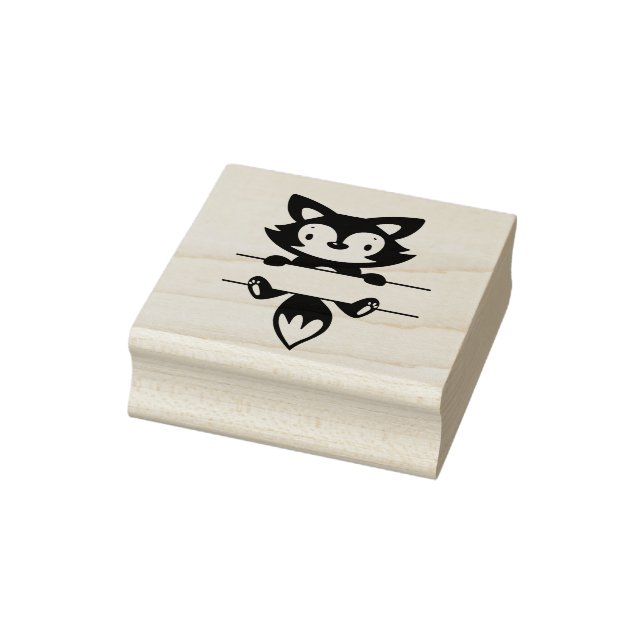 Little Fox with Banner Rubber Stamp (Stamp)