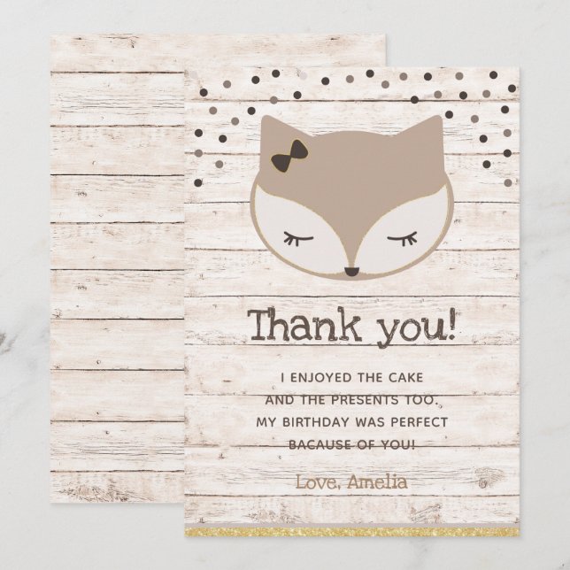 Little fox, wonderland thank you cards (Front/Back)