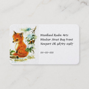 Little Foxes and Chickadee in the Snow Business Card