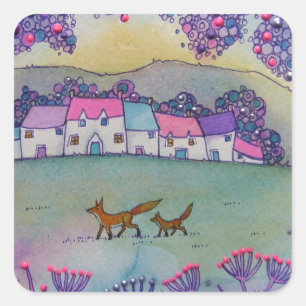 Little Foxes Square Sticker