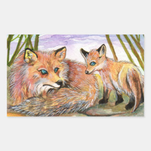 Little Fox's Nap Time Rectangular Sticker