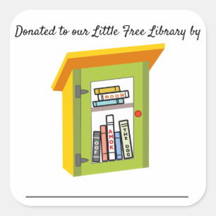 Little Free Library Book Donation Bookplates Square Sticker