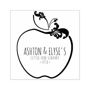 little free library flourish apple stamp