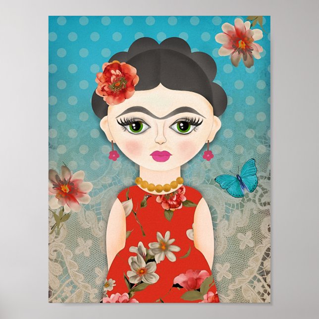 Little Frida Illustration Print Poster (Front)