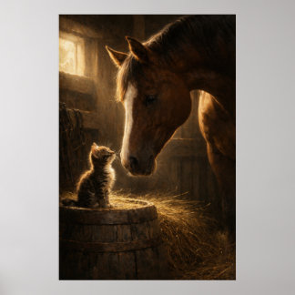 Little Friend | Horse & Kitten | Poster