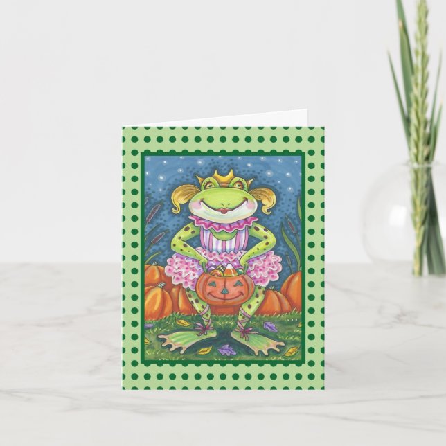 LITTLE FROG HOPPY HALLOWEEN NOTE CARD Verse (Front)