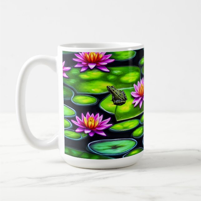 Little Frog on Lily Pad Coffee Mug (Left)