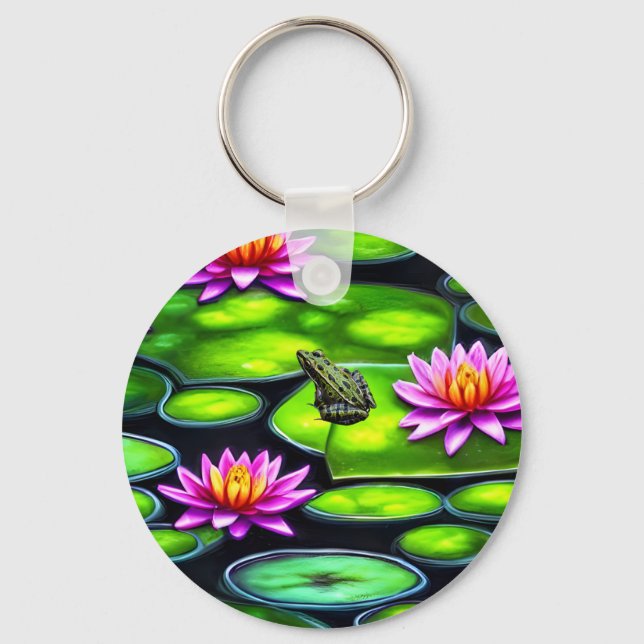 Little Frog on Lily Pad Key Ring (Front)