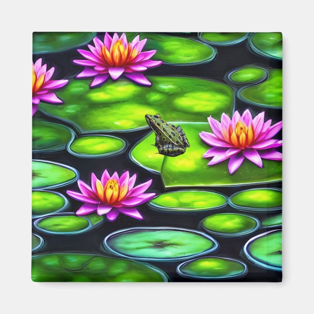 Little Frog on Lily Pad Magnet (Front)