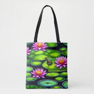 Little Frog on Lily Pad Tote Bag