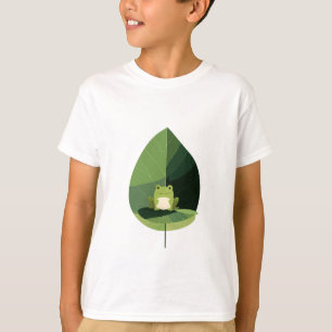 Little Frog Perched Green Leaf Kids T-Shirt