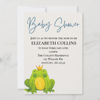 Little Frog Prince baby shower invitation