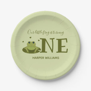 Little Frog Turning One Cute Animal 1st Birthday Paper Plate