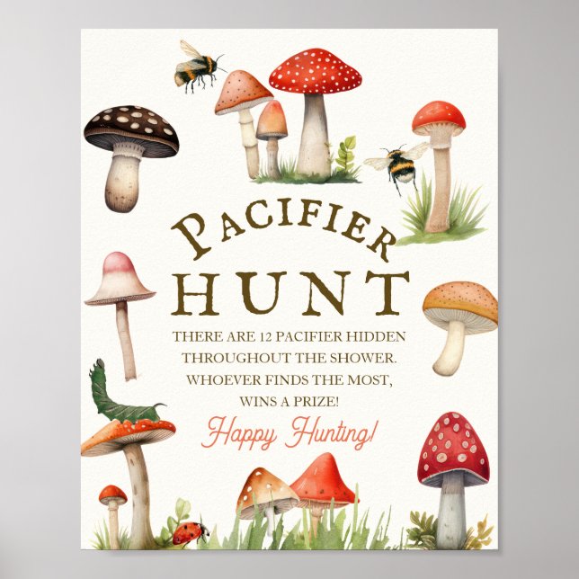 Little Fun Guy Mushroom Bee Baby Pacifier Hunt Poster (Front)