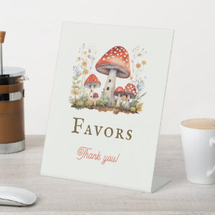 Little Fun Guy Mushroom Bee Baby Shower Favors Pedestal Sign