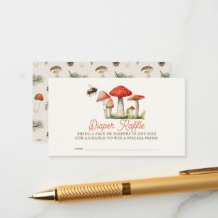 Little Fun Guy Mushroom Bee Diaper Raffle Ticket Enclosure Card