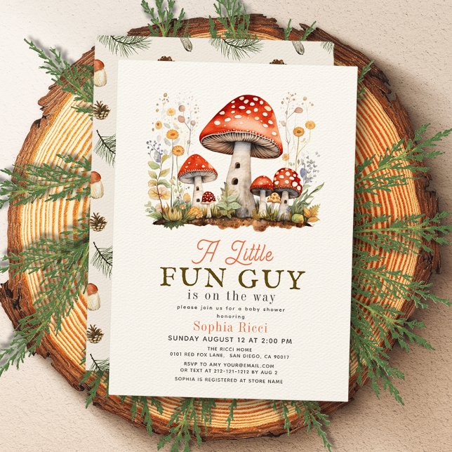 Little Fun Guy Mushroom Boy Baby Shower Invitation (Creator Uploaded)