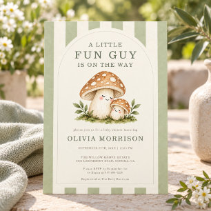 Little Fun Guy Mushroom Boy Baby Shower Invitation