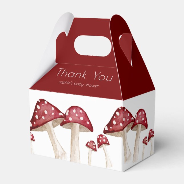  Little Fun Guy Red Woodland Mushroom Baby Shower  Favour Box (Front Side)