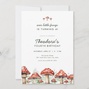 Little Fungi Mushroom Birthday Invitation