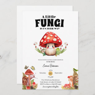 little fungi mushroom butterfly moth  baby shower invitation