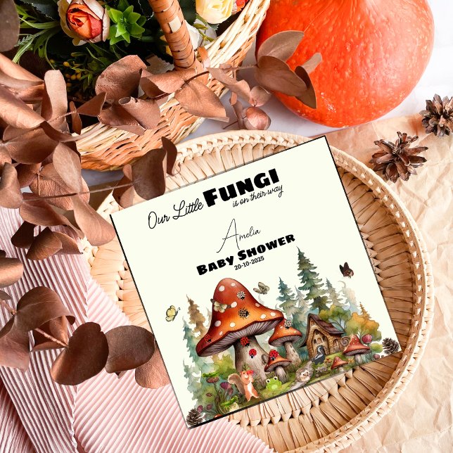  little Fungi Mushrooms Whimsical Woodland Forest Napkin (Creator Uploaded)