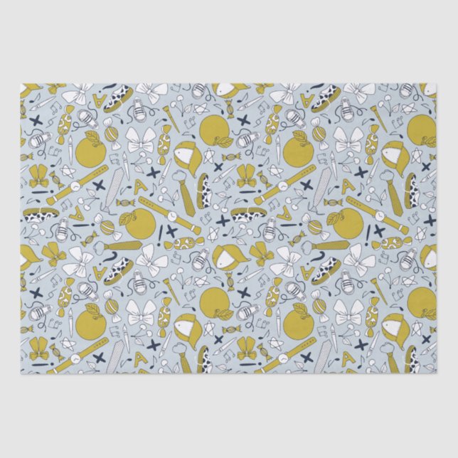 Little Funny School Things Tissue Paper (Front)