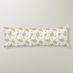 Little funny tick bug and leafs seamless pattern body cushion