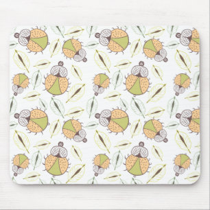 Little funny tick bug and leafs seamless pattern mouse mat