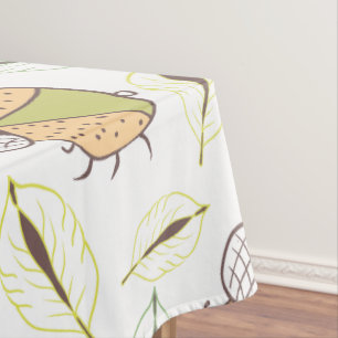 Little funny tick bug and leafs seamless pattern tablecloth