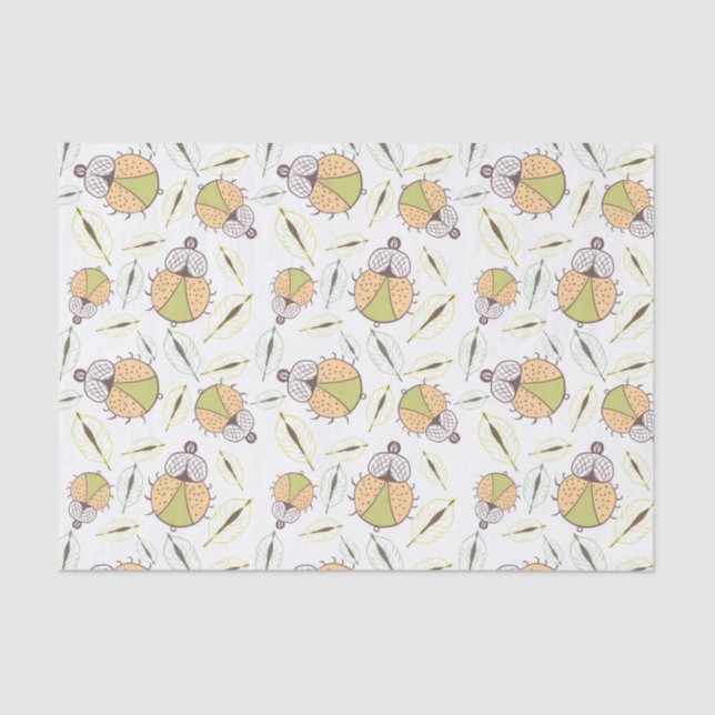 Little funny tick bug and leafs seamless pattern tissue paper (Front)