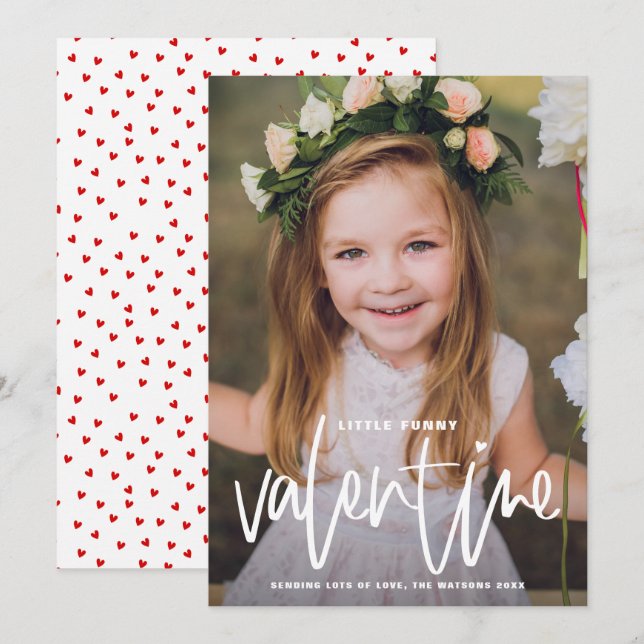 Little Funny Valentine Lettering Valentine's Day Holiday Card (Front/Back)