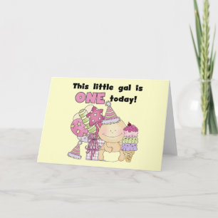 Little Gal is One Tshirts and Gifts Card