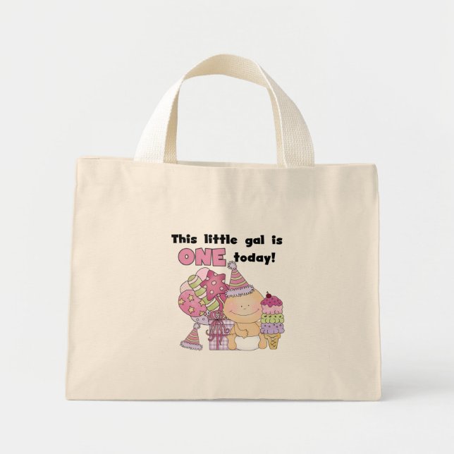 Little Gal is One Tshirts and Gifts Mini Tote Bag (Front)
