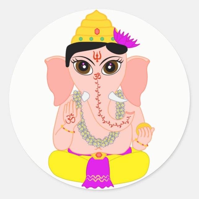 Little Ganesha Classic Round Sticker (Front)