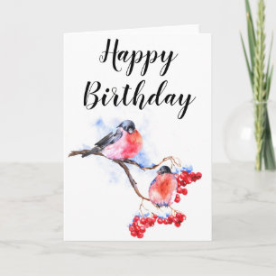 Little Garden Bird Sketch Happy Birthday Card