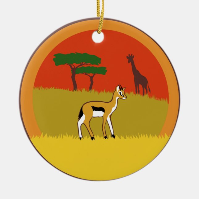 Little Gazelle Ceramic Tree Decoration (Front)