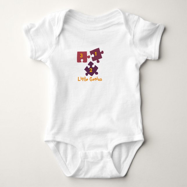 Little Genius Puzzle Baby Bodysuit . (Front)