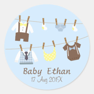 Little Gentleman Baby Boy Shower Party Favours Classic Round Sticker