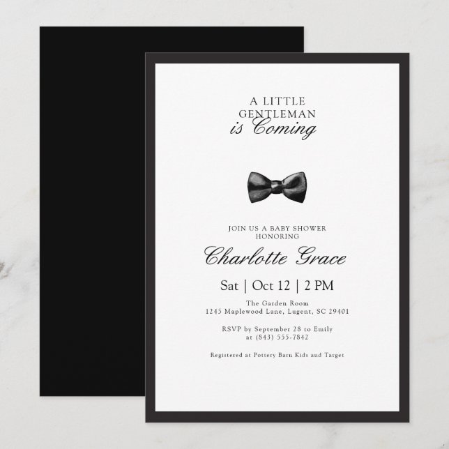 Little Gentleman Baby Shower Invitation (Front/Back)