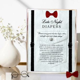 Little Gentleman Baby Shower Late Night Diapers Poster