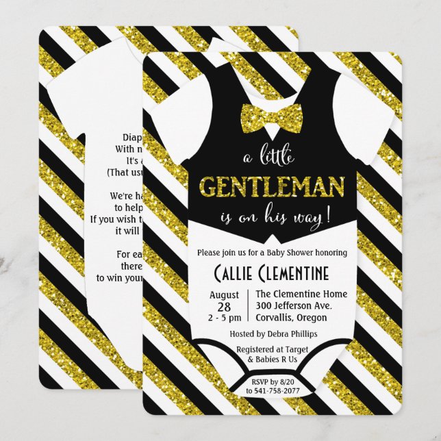 Little Gentleman Bow Tie Baby Shower Invitation (Front/Back)
